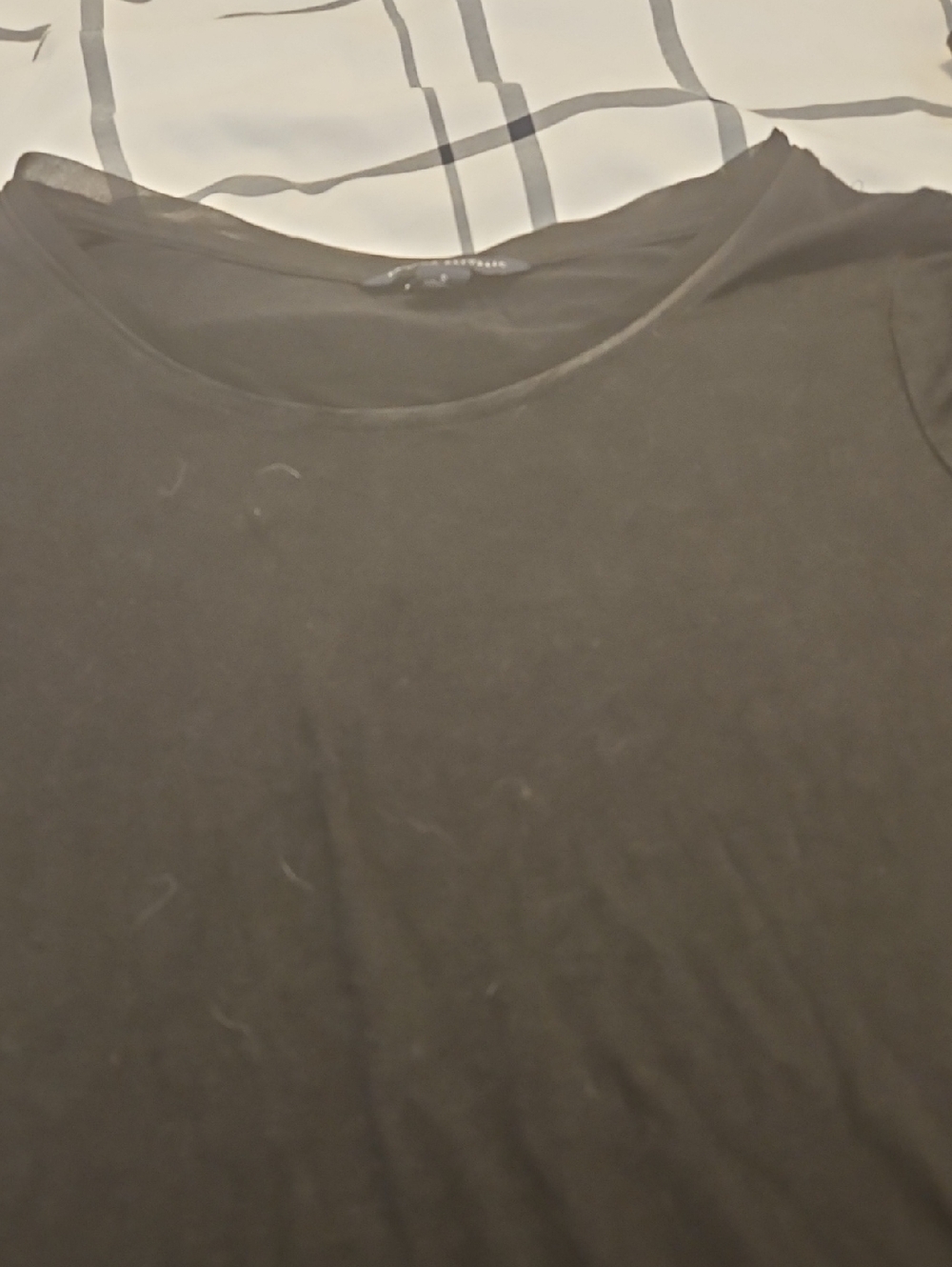 Banana Republic Black Short-Sleeve Scoop Neck Tee Satin Around Neck